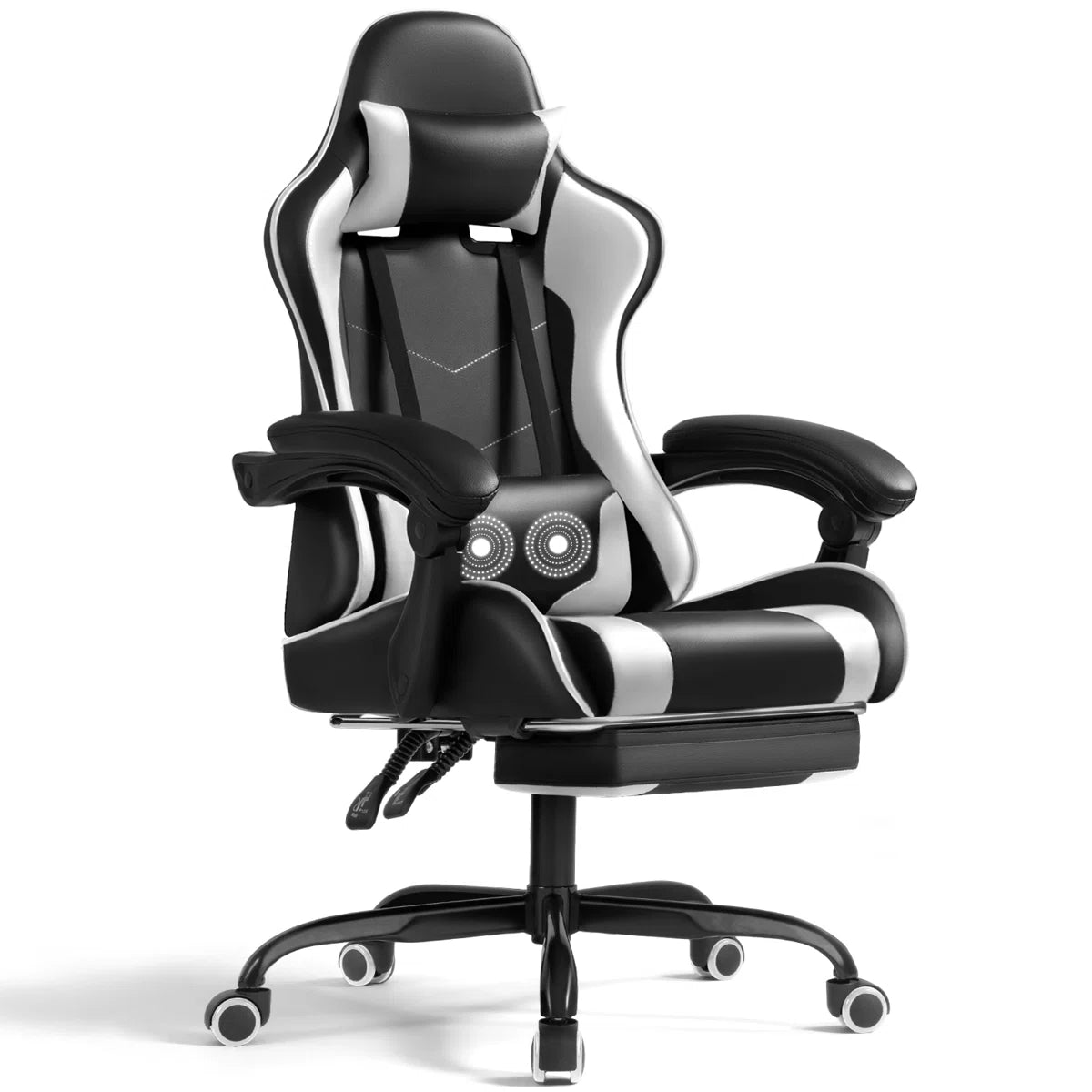 Adjustable Video Gaming Chair with Massage Swiveling PC & Racing Game Chair with Footrest