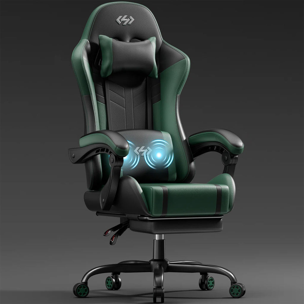 Ergonomic Video Game Seat with 360° Swivel & Lumbar Massage