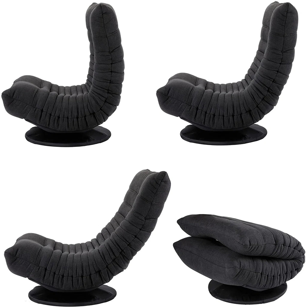 Home Reclining Swiveling Floor Game Chair in Black