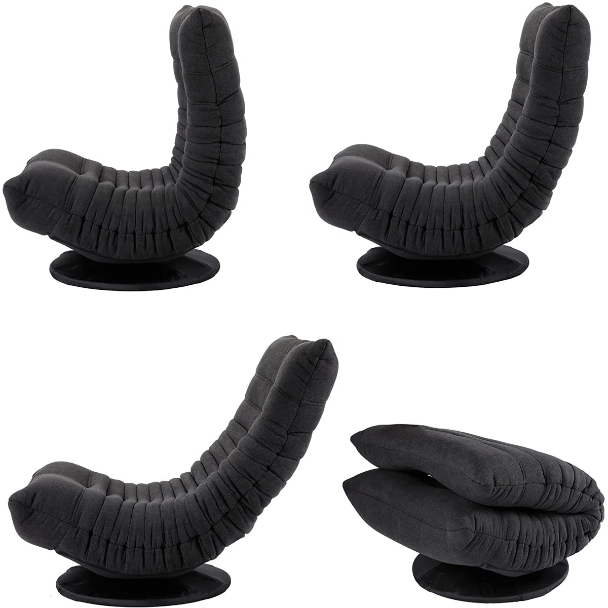 Home Reclining Swiveling Floor Game Chair in Black