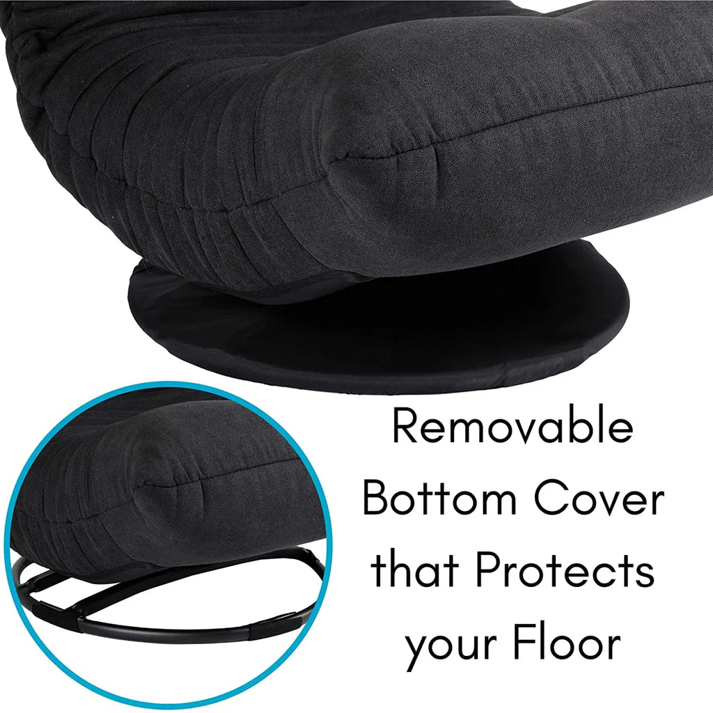 Home Reclining Swiveling Floor Game Chair in Black