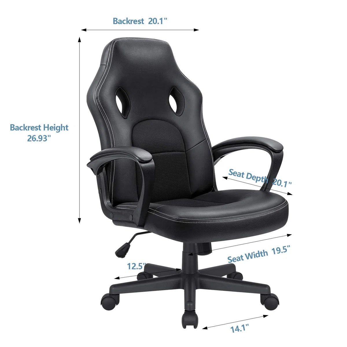 Ebern Designs Adjustable Reclining Ergonomic Faux Leather Swiveling PC & Racing Game Chair