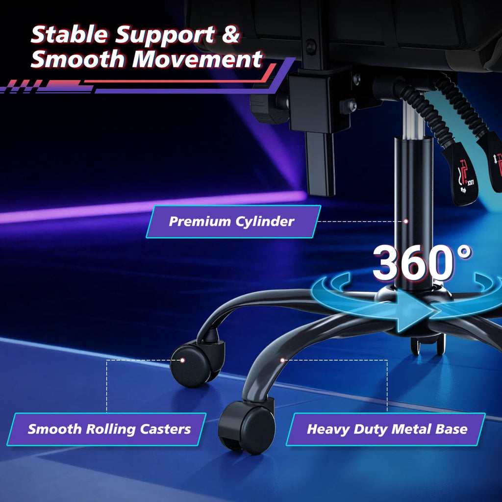 Ergonomic Office Chair With 180° Recline & Extending Footrest Medium-Firm Faux Leather Computer Desk Chair With Lumbar Support