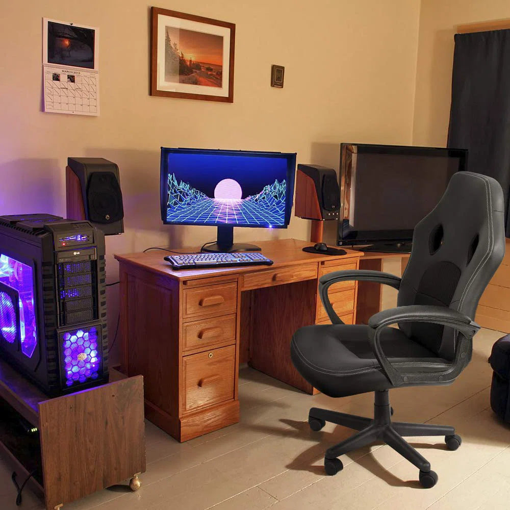 Ebern Designs Adjustable Reclining Ergonomic Faux Leather Swiveling PC & Racing Game Chair