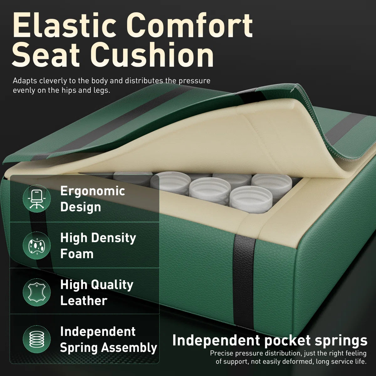Ergonomic Video Game Seat with 360° Swivel & Lumbar Massage