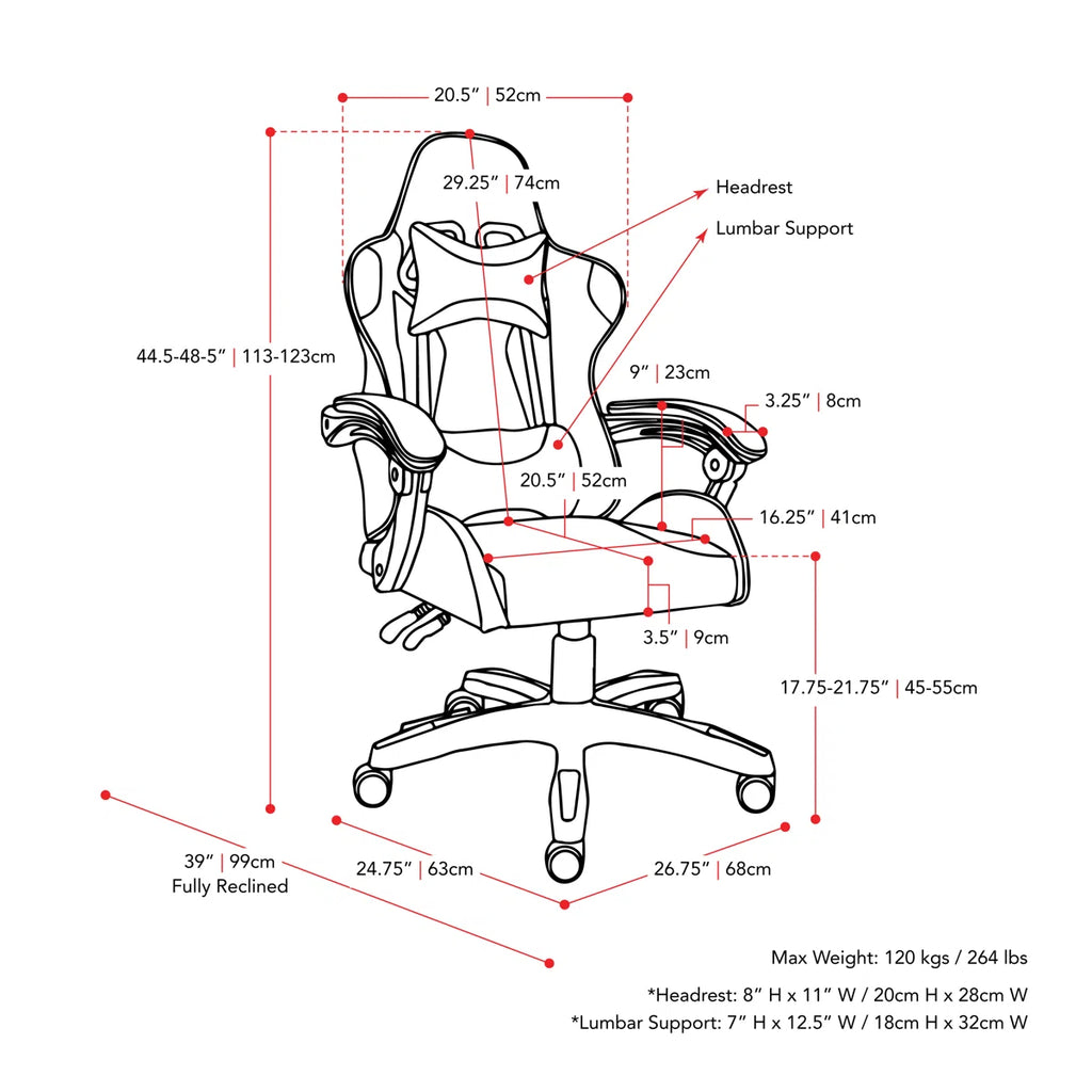 Zero Ravagers Adjustable Reclining Ergonomic Swiveling PC & Racing Game Chair