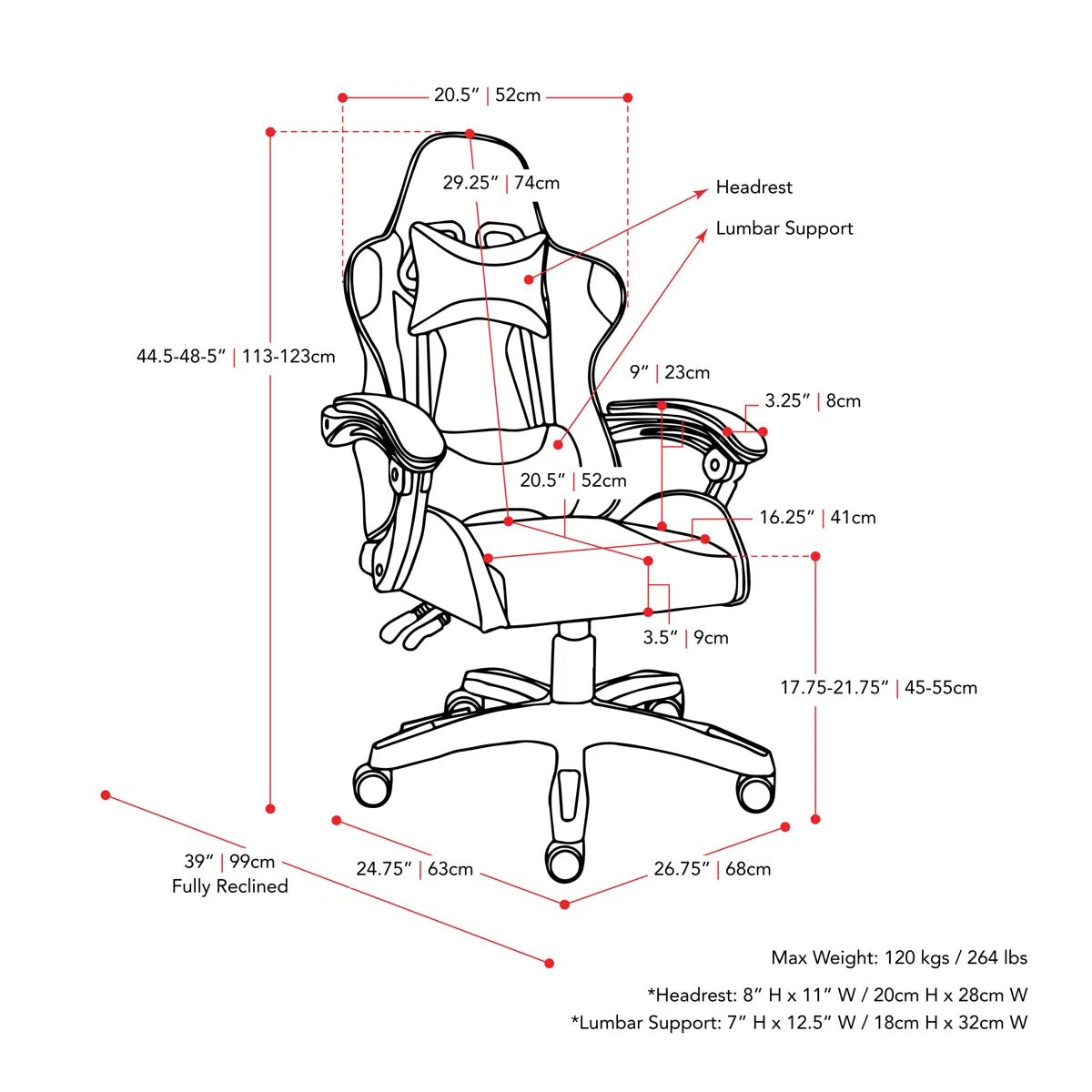 Zero Ravagers Adjustable Reclining Ergonomic Swiveling PC & Racing Game Chair