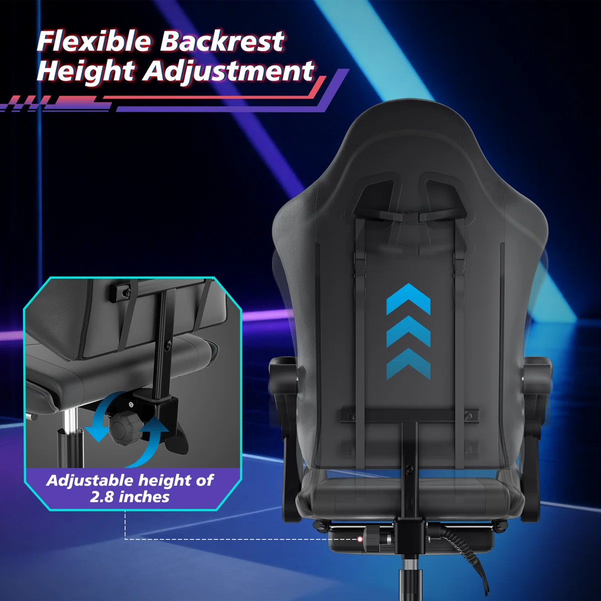 Ergonomic Office Chair With 180° Recline & Extending Footrest Medium-Firm Faux Leather Computer Desk Chair With Lumbar Support