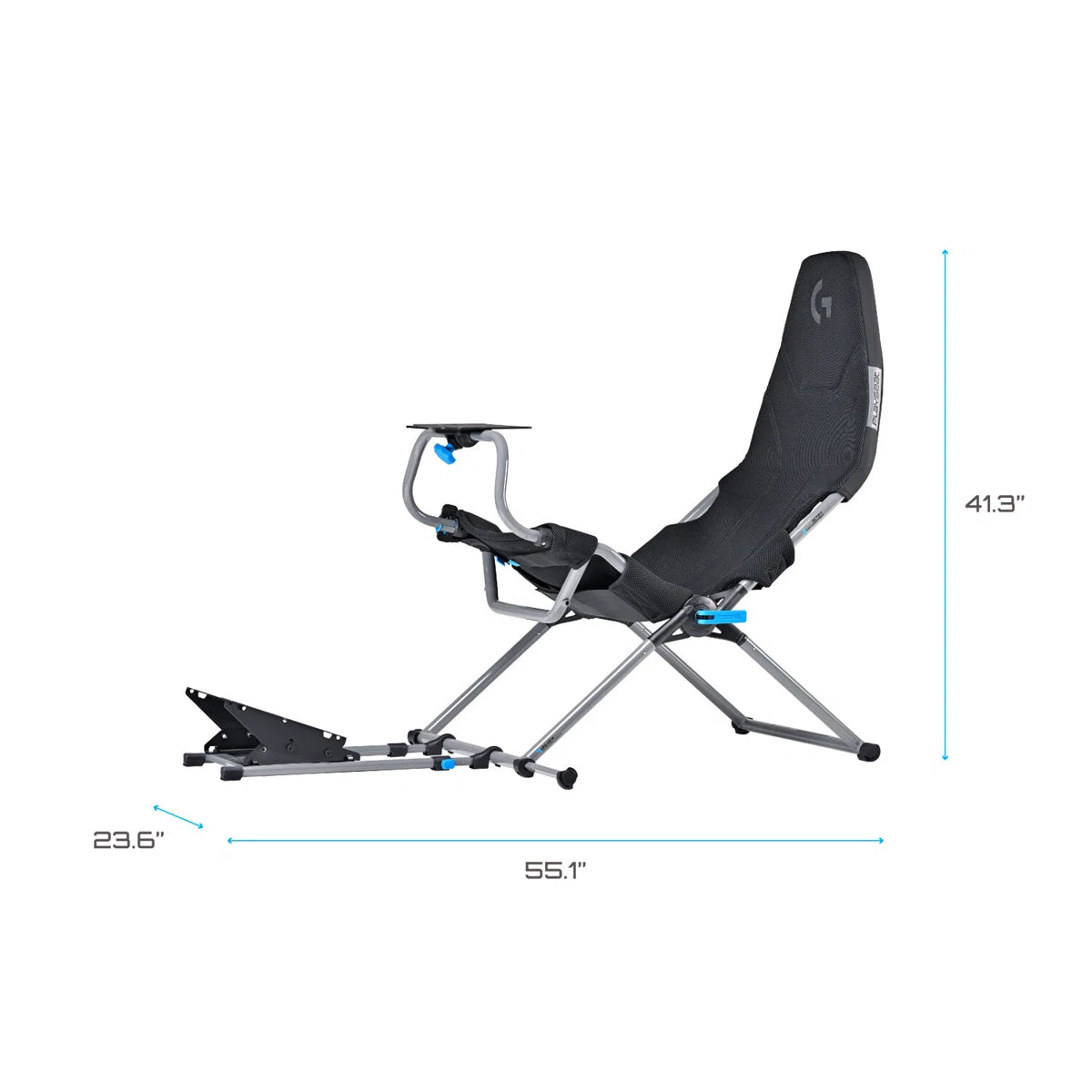Challenge X Lightweight Carbon Quality Steel Logitech G Edition Foldable Racing Simulator Cockpit with Innovative ActiFit™ Fabric and Shifter Mount Included, Black